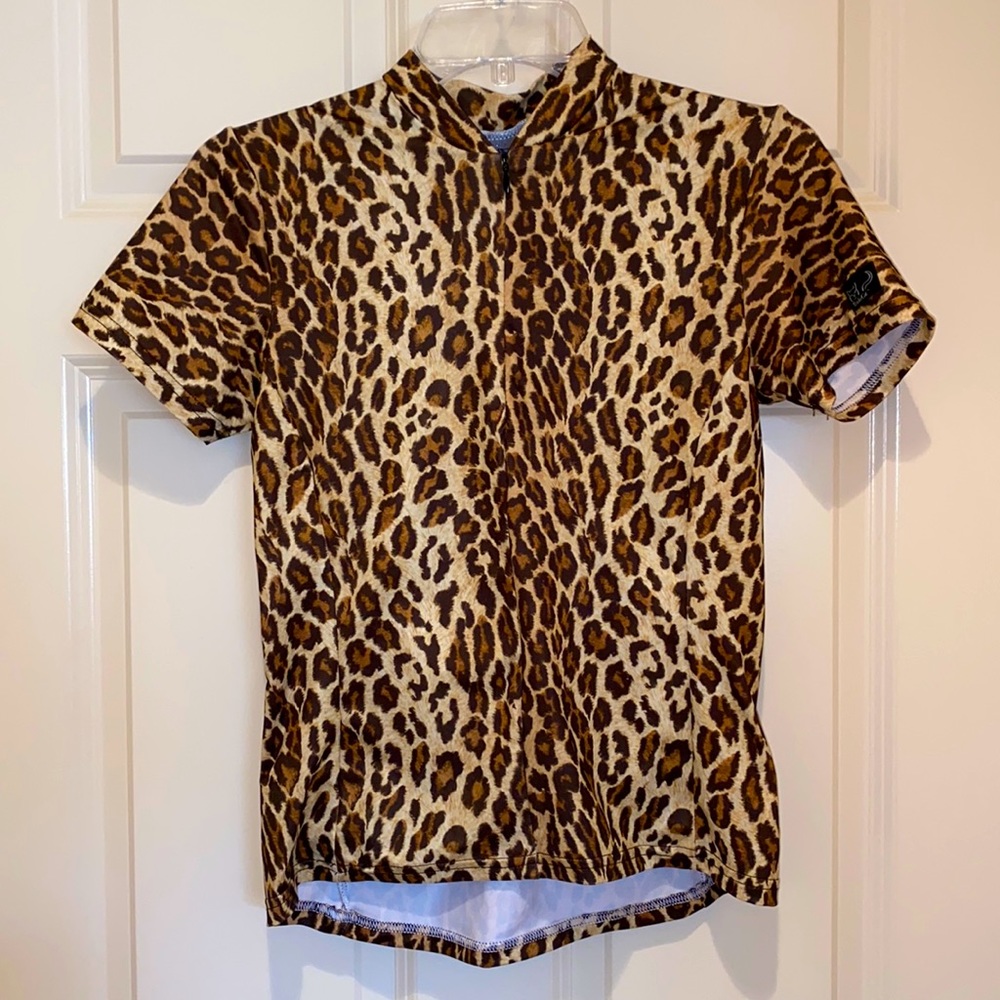 Trashy Cat leopard print cycling top